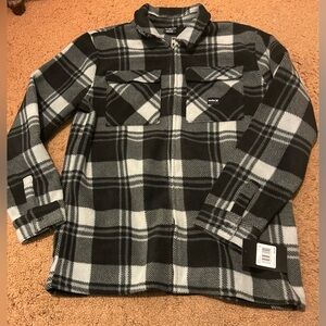 Hurley Boy’s Fleece Shirt Size XL (18-20) NEW Black White Plaid